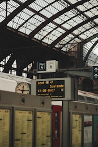 Detailed railway timetable displayed on a digital screen.