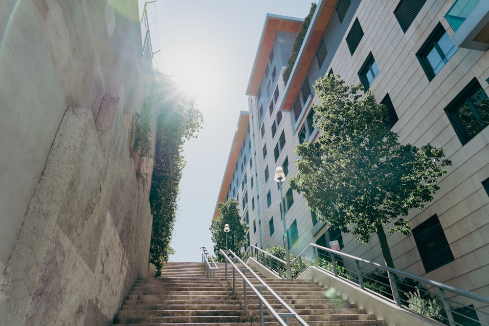 a set of stairs leading up to a building