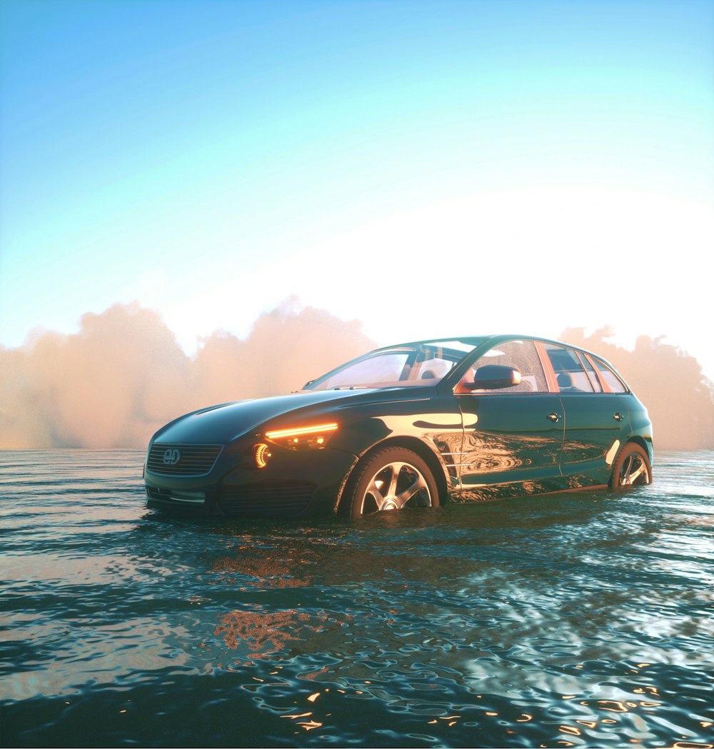 a car that is sitting in some water