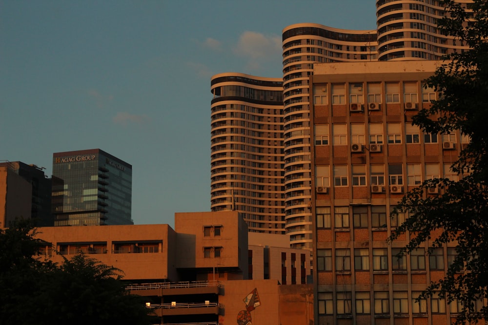 a view of some very tall buildings in a city