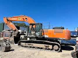 Orange Hitachi excavator