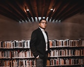 Portrait of the second lawyer in a law library environment.