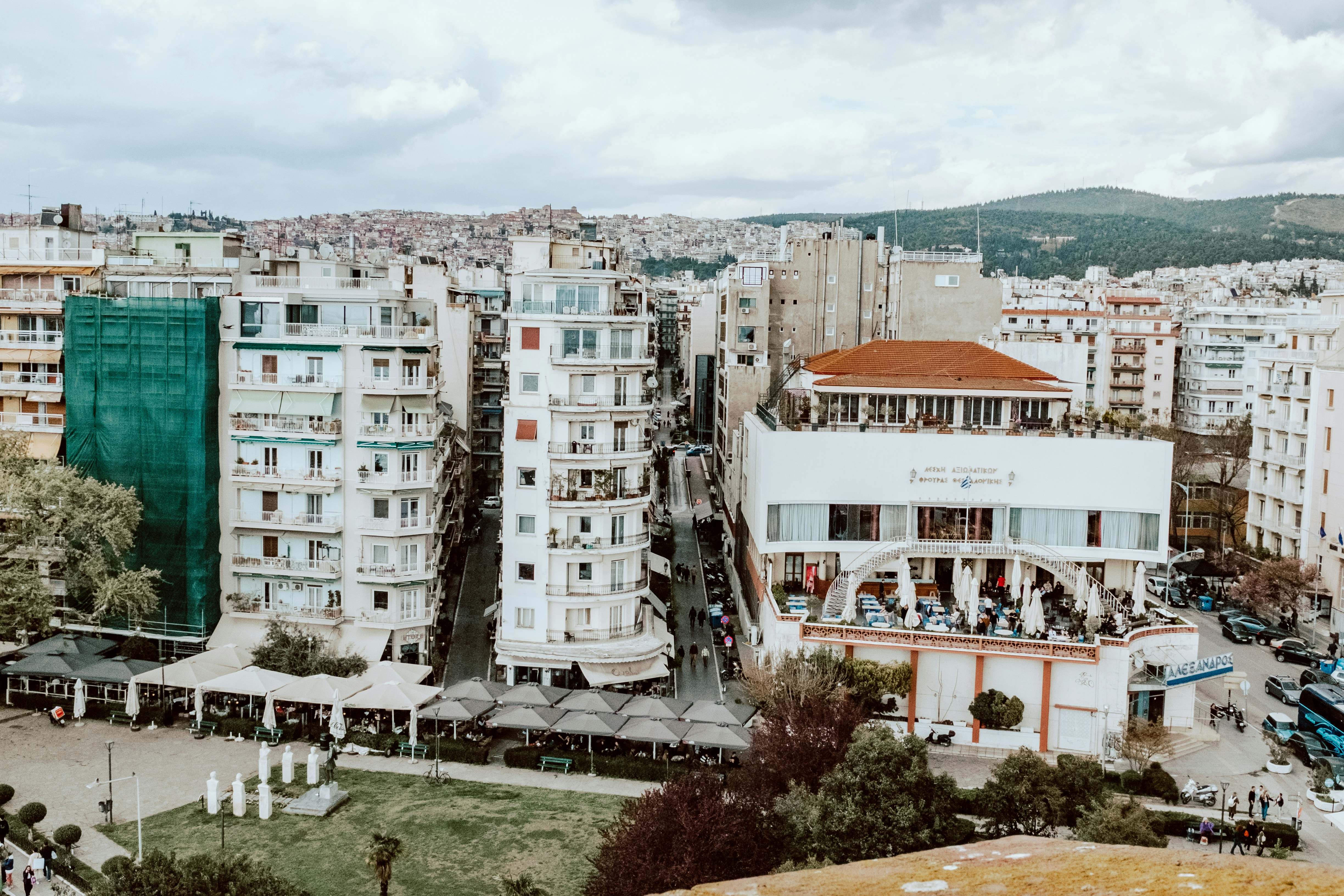 a view of a city from a tall building