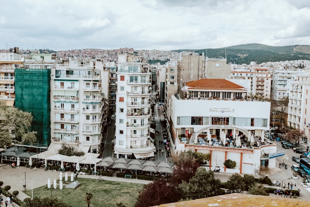 a view of a city from a tall building