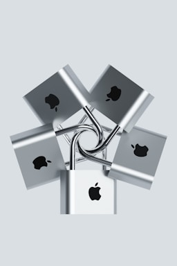 an apple logo is attached to a wall