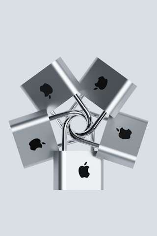 an apple logo is attached to a wall