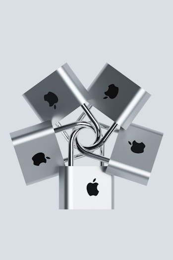 an apple logo is attached to a wall