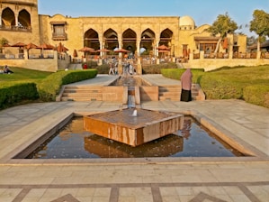 A family enjoying time in a well-designed courtyard.