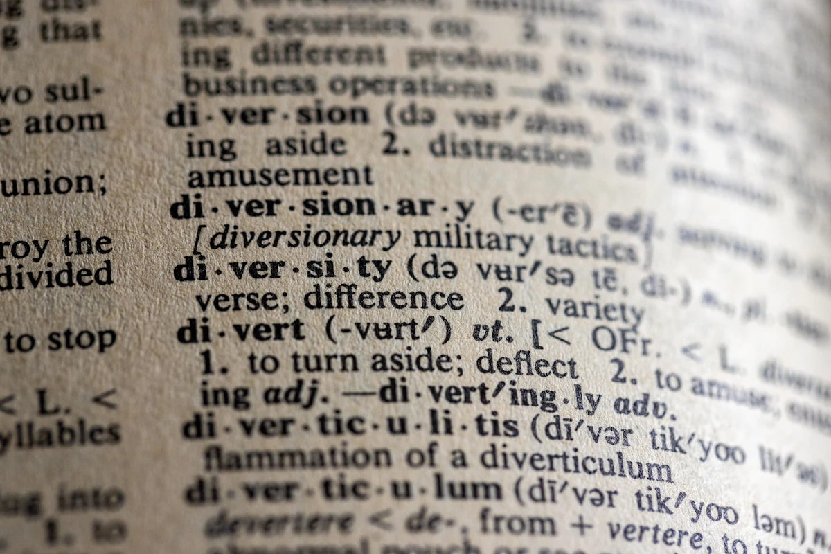A close up of a book with a lot of words on it