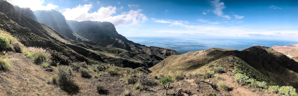 a panoramic view of a mountain range