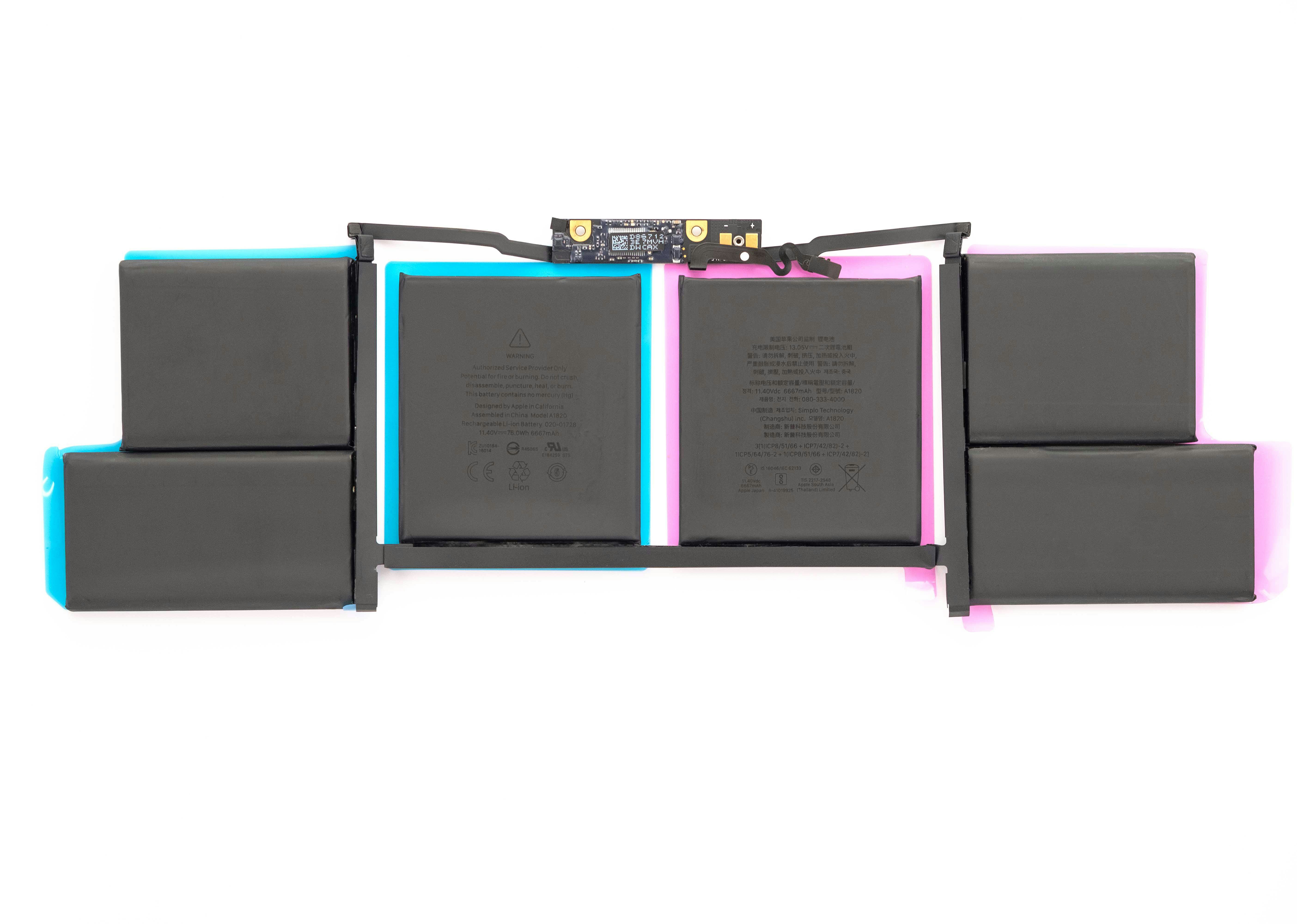 Laptop battery replacement pack on desk, lithium ion battery for laptop repair