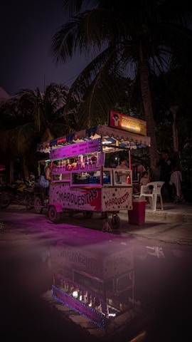 a food truck parked on the side of the road