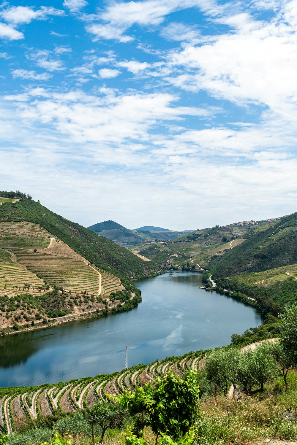 a large body of water surrounded by mountains