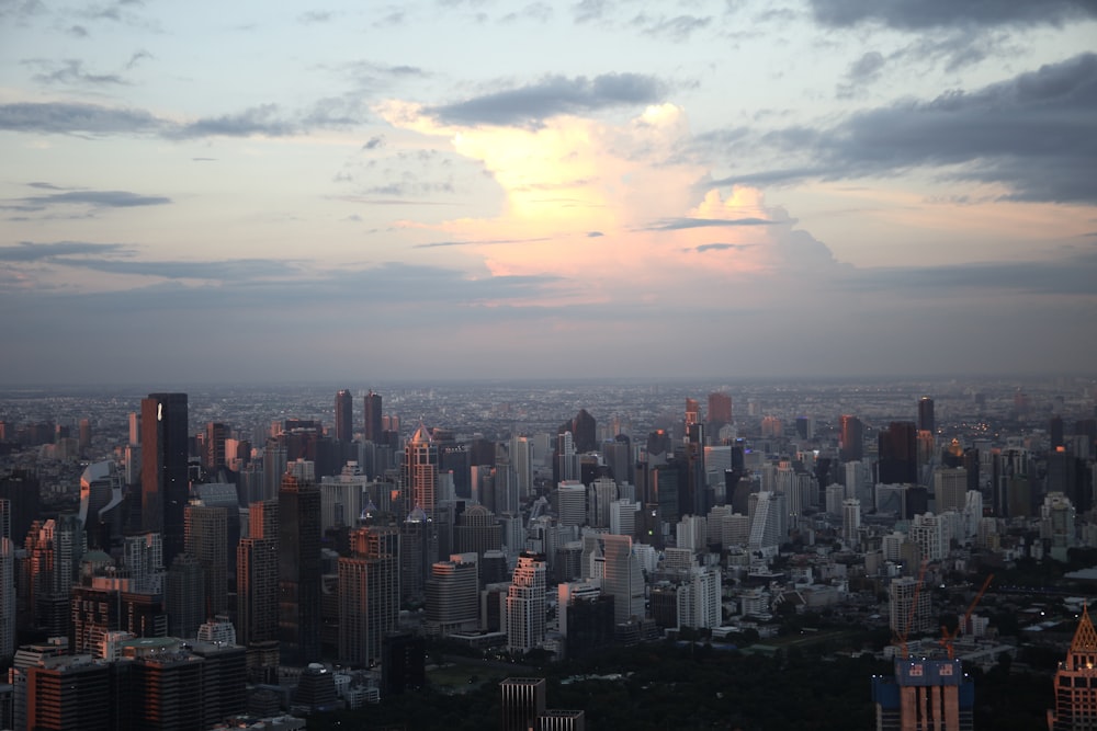 a view of a city from the top of a building