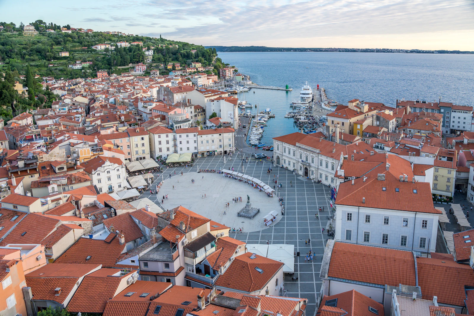 Tartini Square and the old town of Piran from above