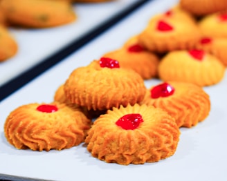 a close up of some cookies on a table