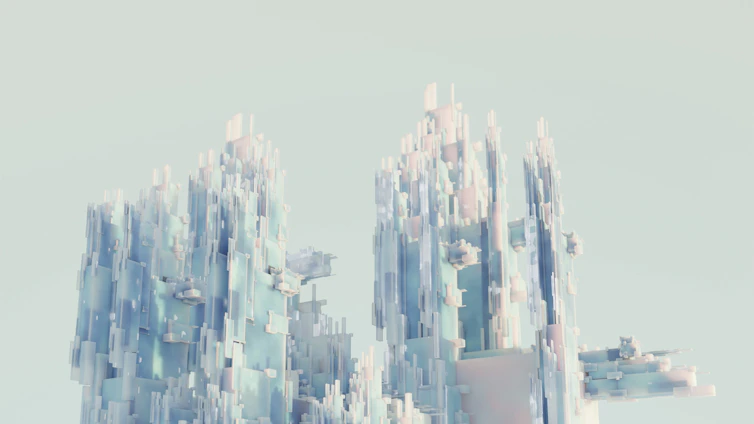 A sleek digital rendering of a modern architectural model glowing on a designer's screen.