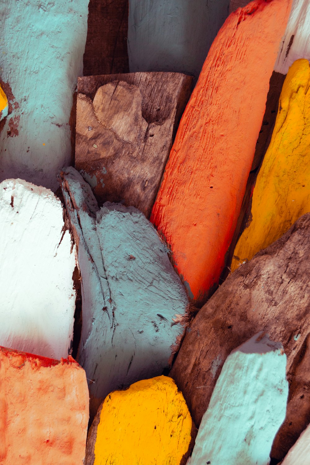 a close up of a bunch of colorful rocks