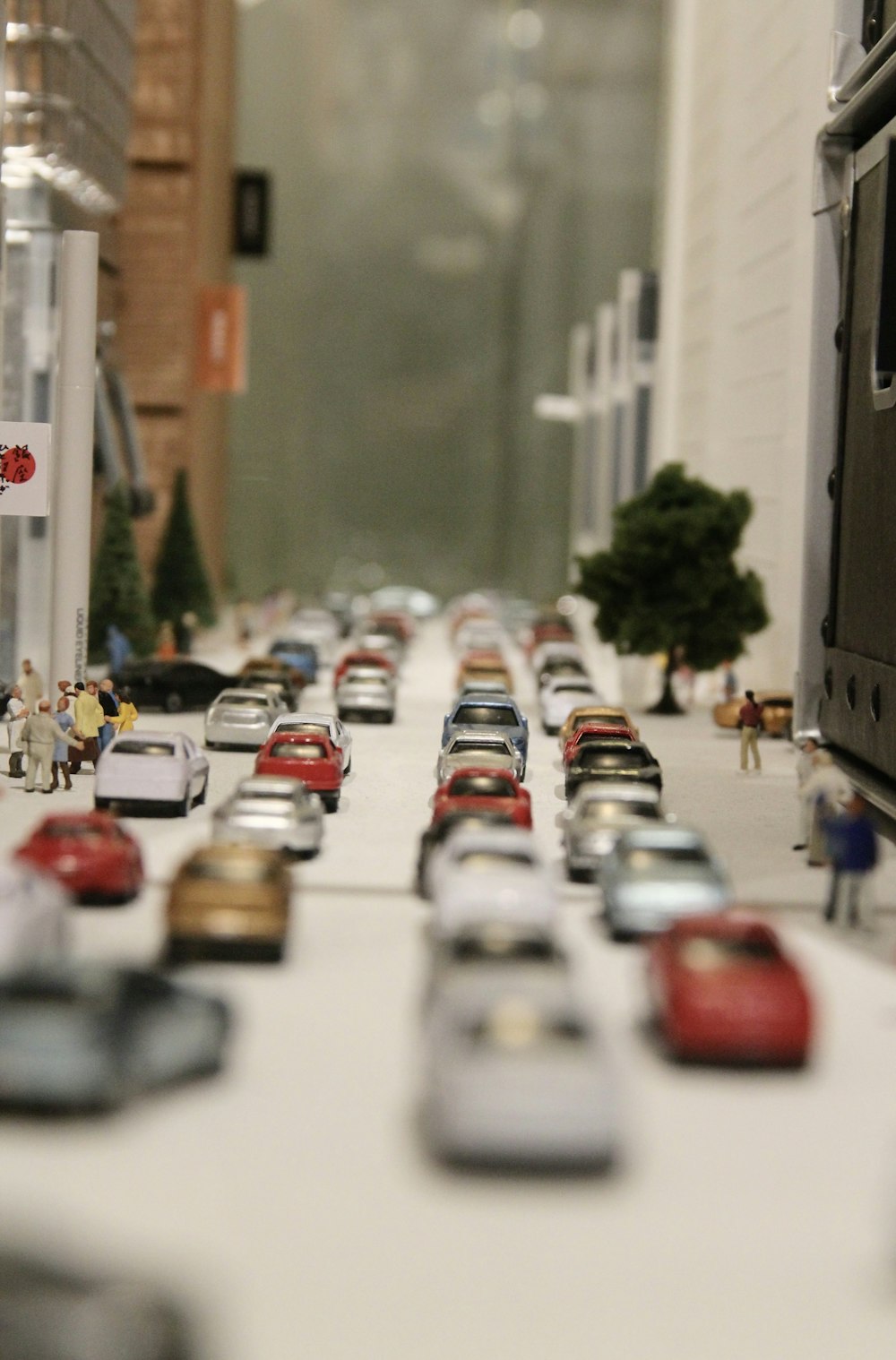 toy cars are lined up on a table