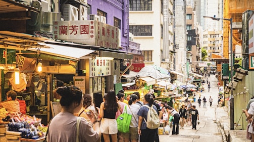 A bustling market scene reflecting urban culture.