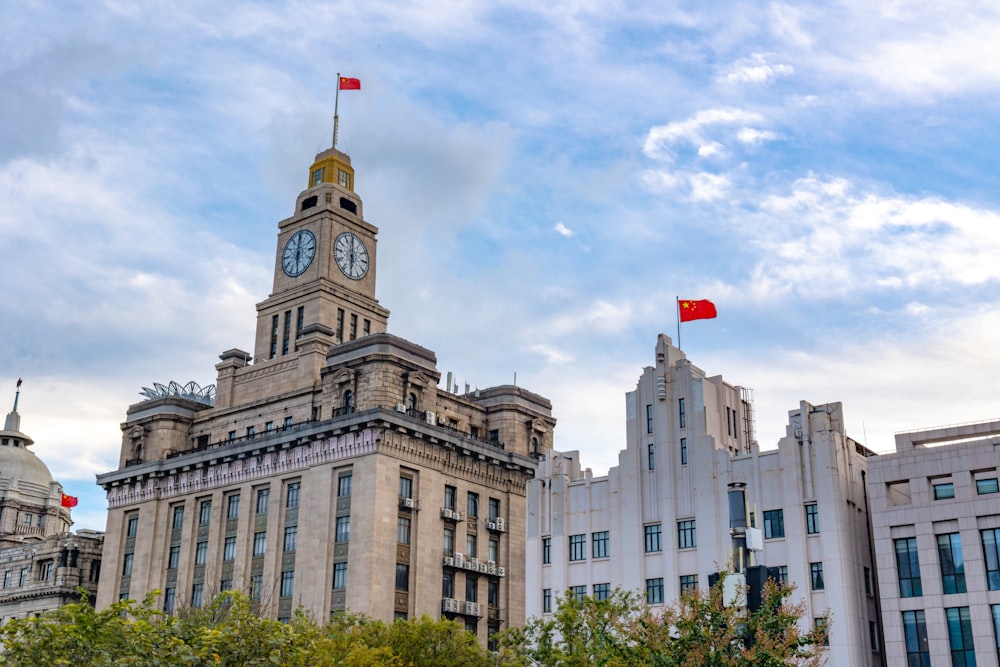 a large building with a clock on the top of it