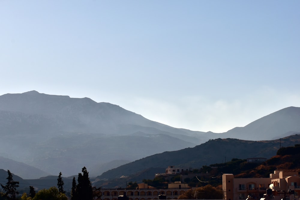 a view of a mountain range in the distance