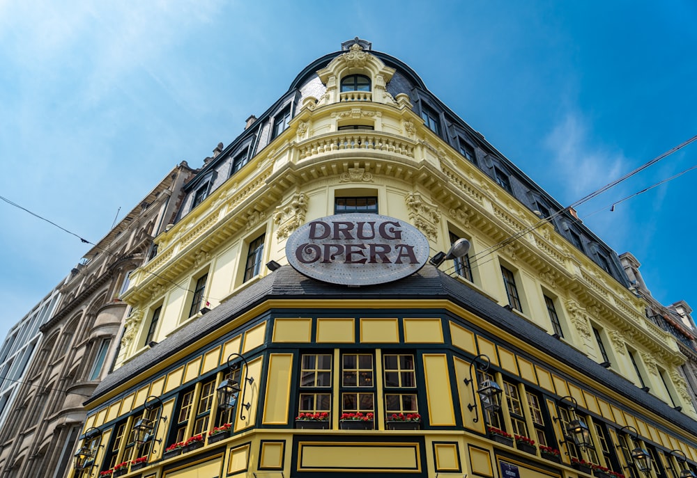 a building with a sign that says drug opera