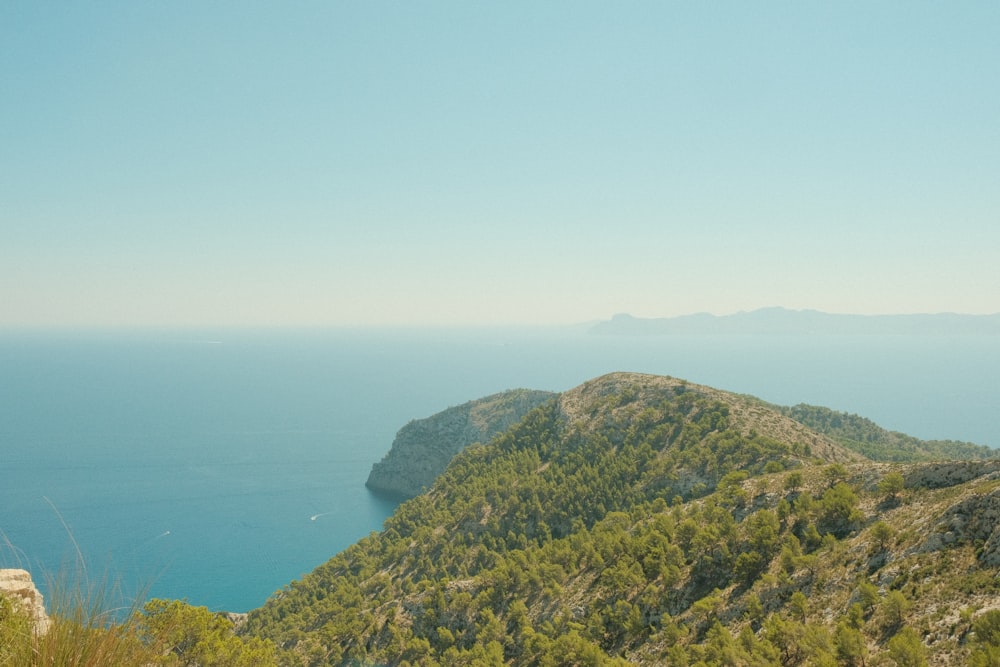 a view of a body of water from a hill