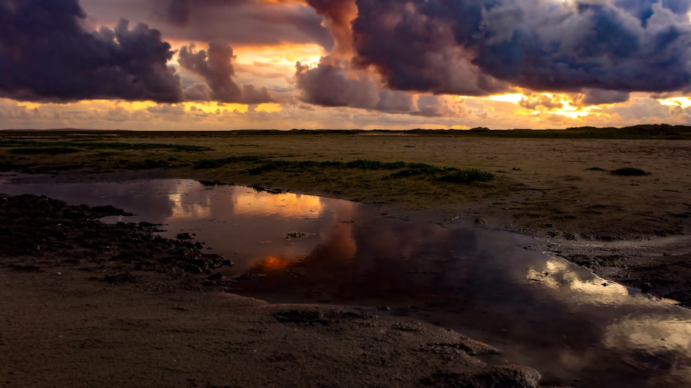 a large body of water under a cloudy sky