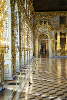 Elegant gold-accented textured paint catching sunlight in a hallway.