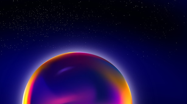 A glowing golden mystical symbol floating against a deep purple starry background, evoking otherworldly inspiration.