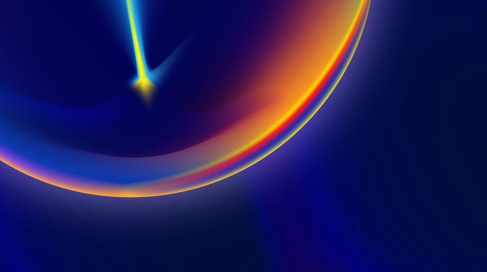 a blue and orange abstract background with a curved curve