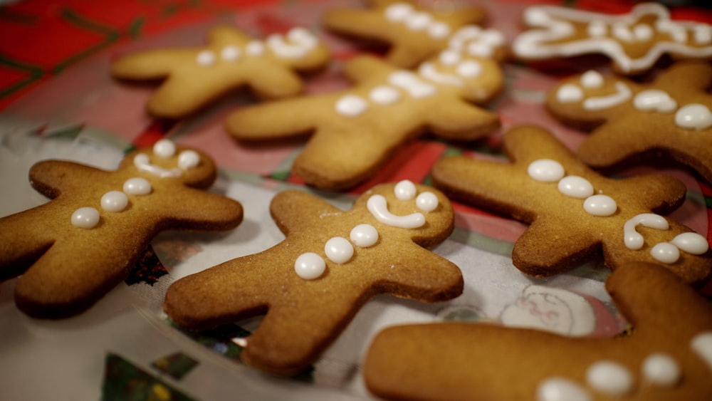 a close up of a plate of decorated cookies