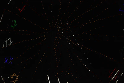 A sleek cosmic map illustrating interconnected brand constellations glowing against a deep indigo starfield.