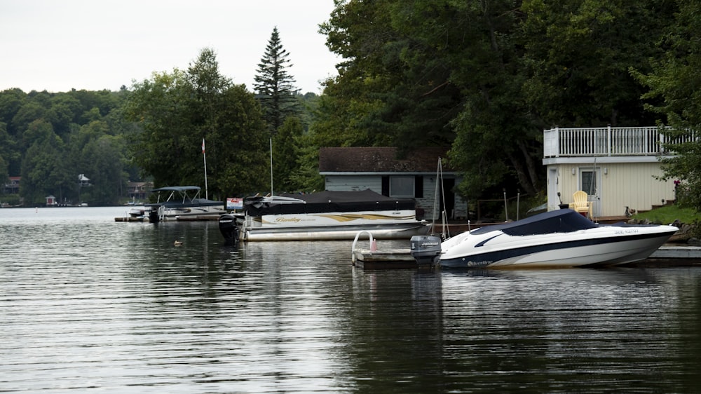 a couple of boats that are sitting in the water