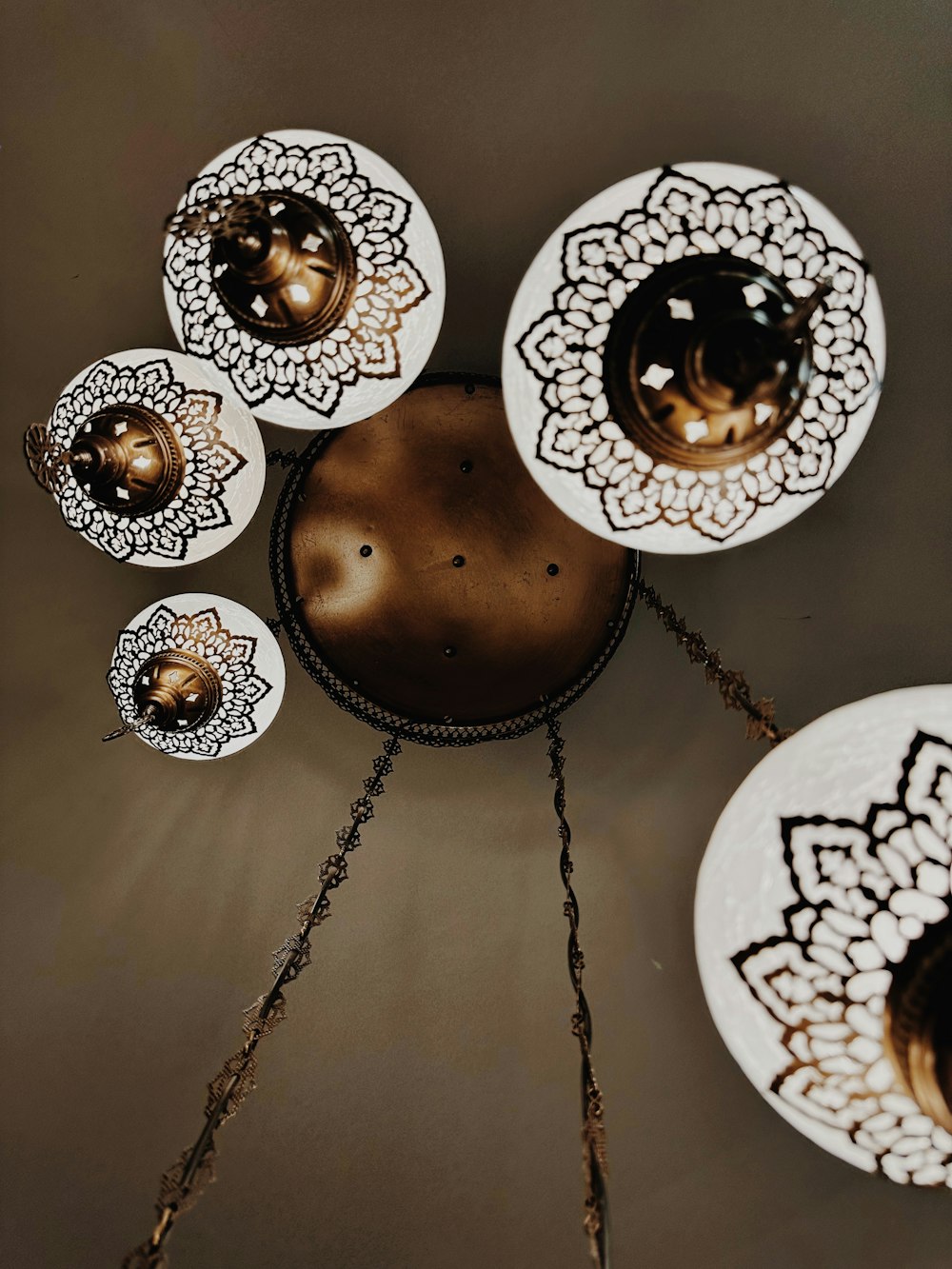 an overhead view of a table with plates on it