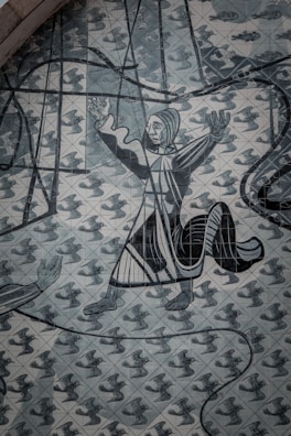 A vibrant ceramic tile mural showcasing nature.