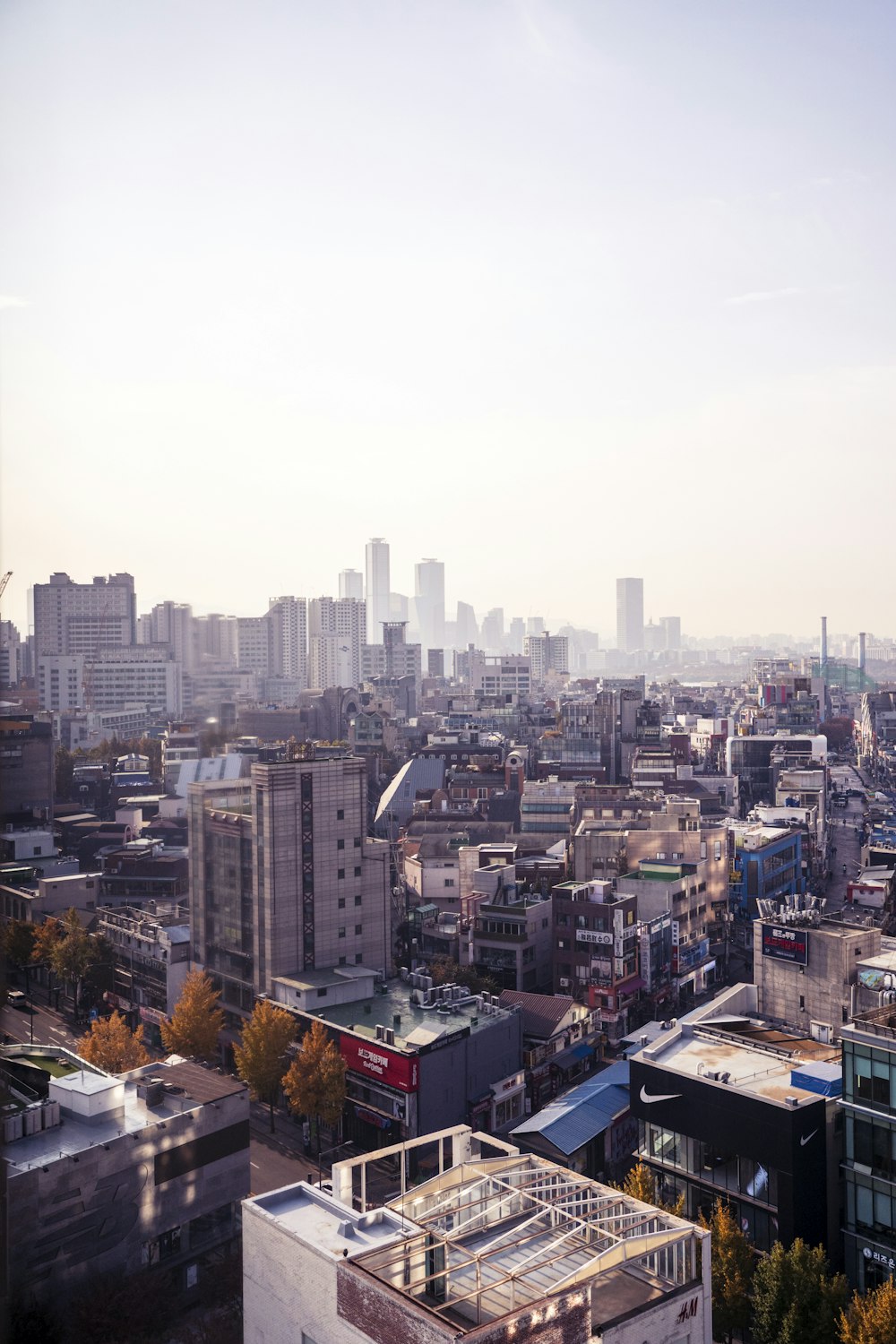 a view of a city from the top of a building