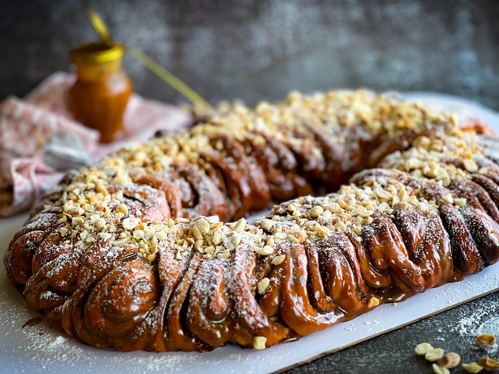 a bundt cake sitting on top of a white plate