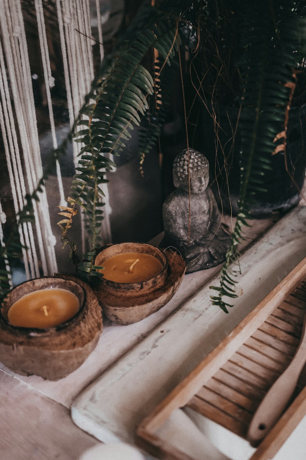 a couple of wooden bowls sitting on top of a table