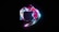 A stylized logo resembling an apple with a smooth, reflective, and metallic finish. The surface displays vibrant and swirling neon colors including pink, blue, and purple, set against a dark background.