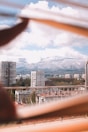 A scenic view from the window, showcasing a vibrant cityscape.