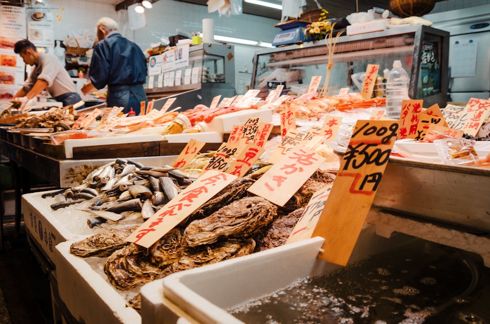 a bunch of fish that are on a table