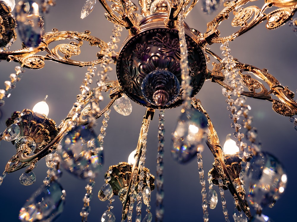 a fancy chandelier hanging from the ceiling