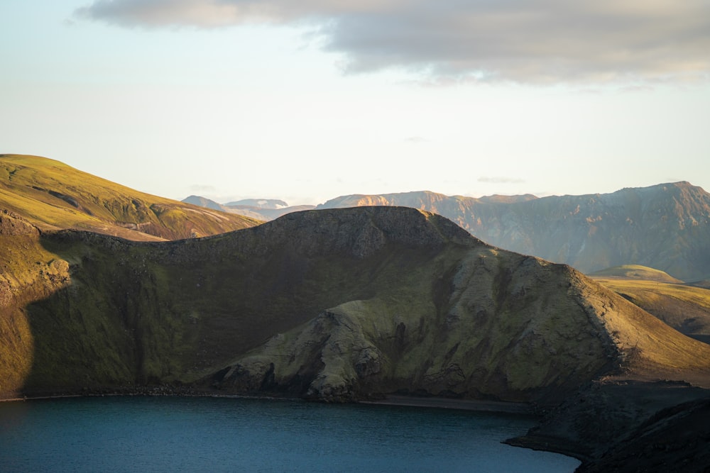 a large body of water surrounded by mountains