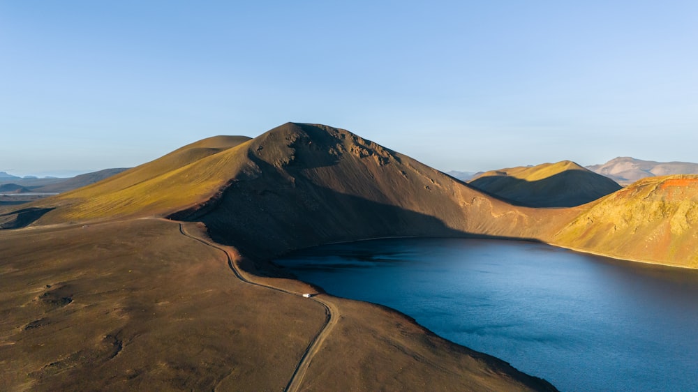 a large body of water surrounded by mountains