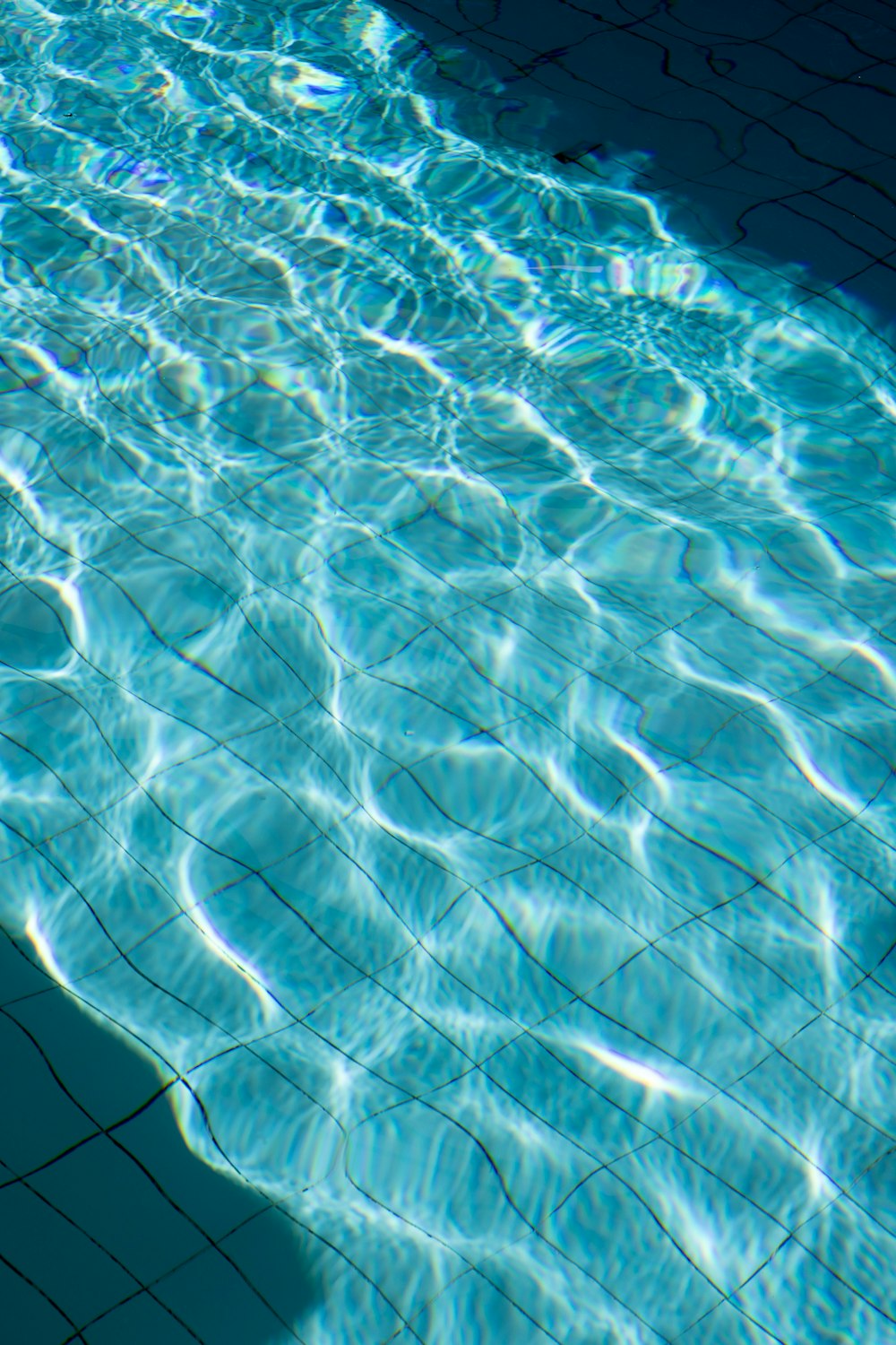 the shadow of a person in a swimming pool