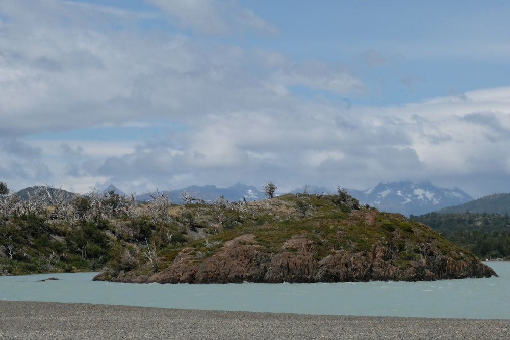 a small island in the middle of a body of water