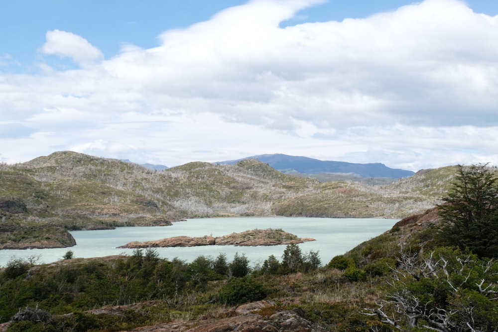 a large body of water surrounded by mountains