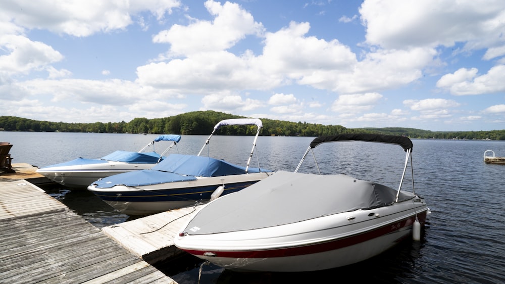 a couple of boats that are sitting in the water